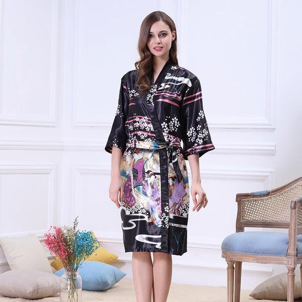 

women's sleepwear dressing gowns for women bathrobe woman dress plus size silk robe women's robes night underwear pajamas1, Black;red