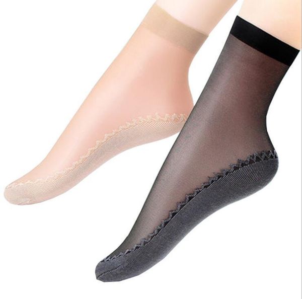 

fashion women sock velvet silk womens socks cotton bottom soft non slip sole massage wicking slip-resista1, Black;white