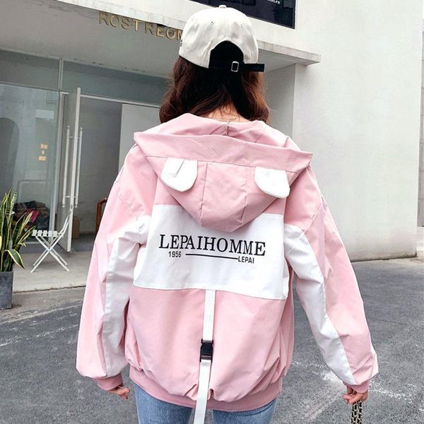

cute letter printed zipper jacket women fashion long sleeve lovely loose short coat spring antumn casual jacket1, Black;brown