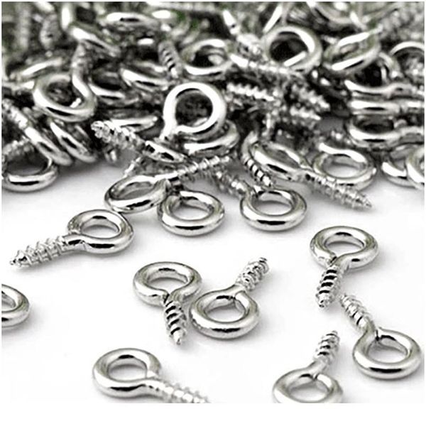 

retail 100pcs small tiny mini eye pins eyelet connector screw loops for pendants of 8mm x 4 mm metal eyepins hooks jlltdm