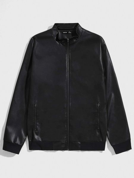 

men zip up pu leather jacket k3lo#, Black;brown