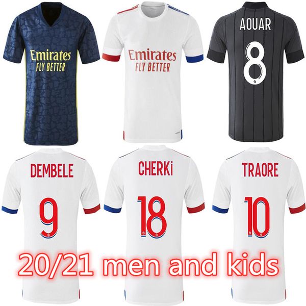 

2020 21 maillot de foot juninho soccer uniforms lyon ol cherki lyon dembele traore aouar memphis maillots, Black;yellow