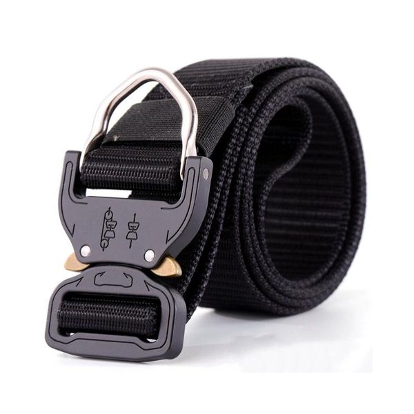 

waist support nylon tactical belt men army belts adjustable metal buckle outdoor sport hiking travel climbing fishing hunting, Black;gray