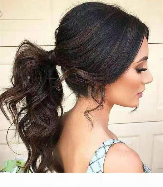 

100% human hair scrunchy scrunchie bun up do hair piece hair wrap around ponytail extensions wavy curly or messy more colours aviable 120g, Black