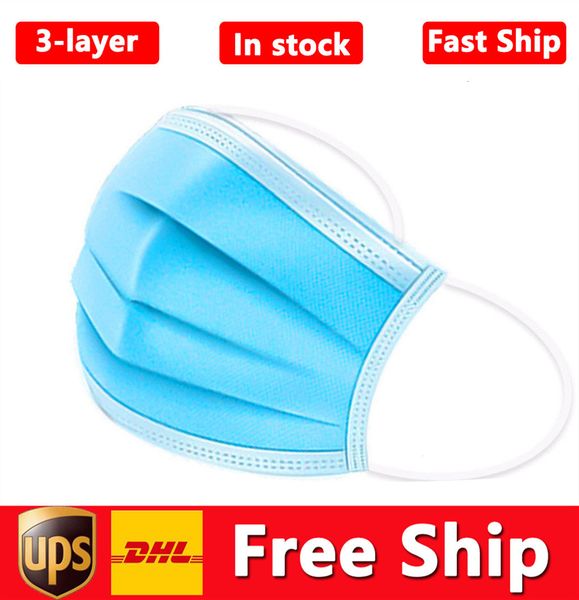 

3-layer dhl ups 50pcs disposable protection and personal health mask with earloop mouth face sanitary maskoutletjyt0