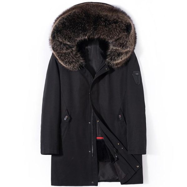 

men's leather & faux parka men long collars bladder mao han edition loose big yards of fur coats, Black