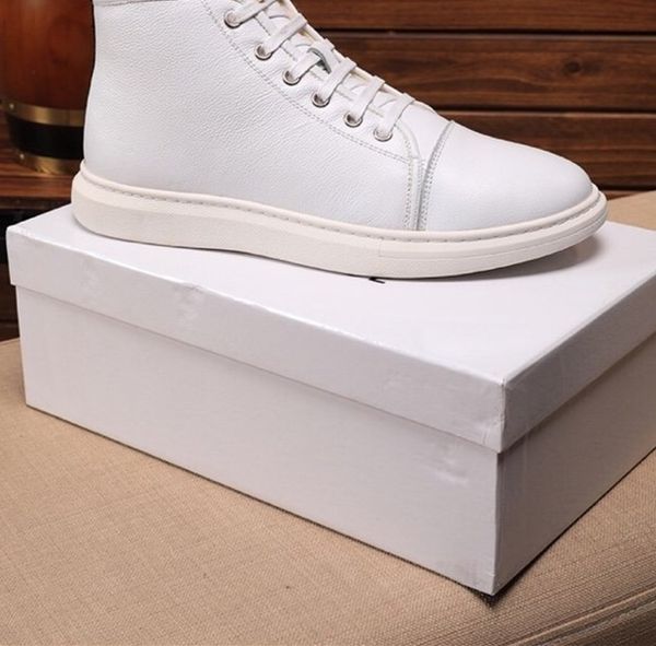 

men white shoes latest high-upper in cowhide and fur, classic women's universal size: 38-44 two colors
