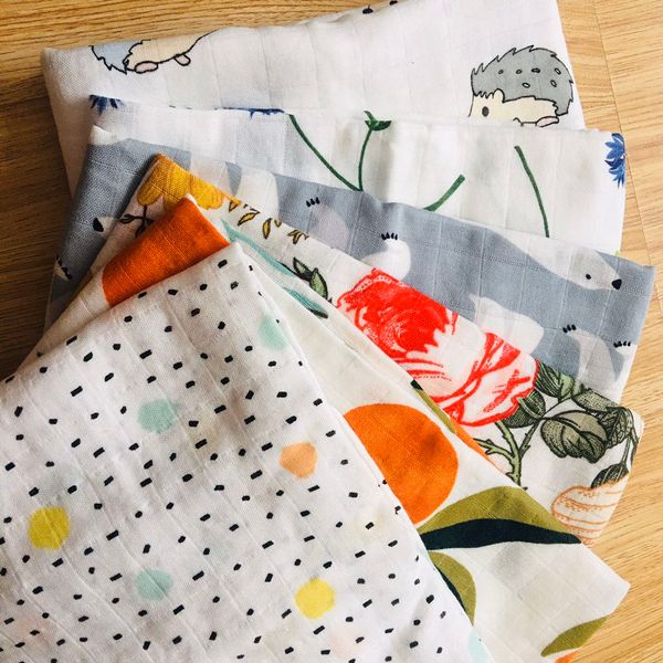 

70%bamboo+30% cotton muslin swaddles wrap burpy towel scraf bibs muslin baby blankets newborn diaper pielucha 60*60cm