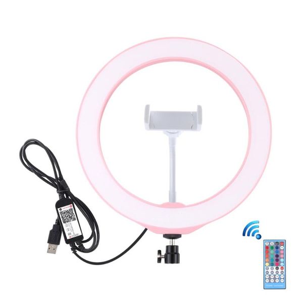 

10.2 inch 26cm rgb dimmable led ring pgraphy light selfie fill light with cell phone clip selfie tripod