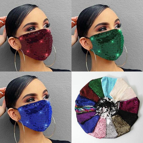 

fashion designers face masks bling bling sequins protective mask pm2.5 dustproof mouth masks washable reusable girls christmas face masks