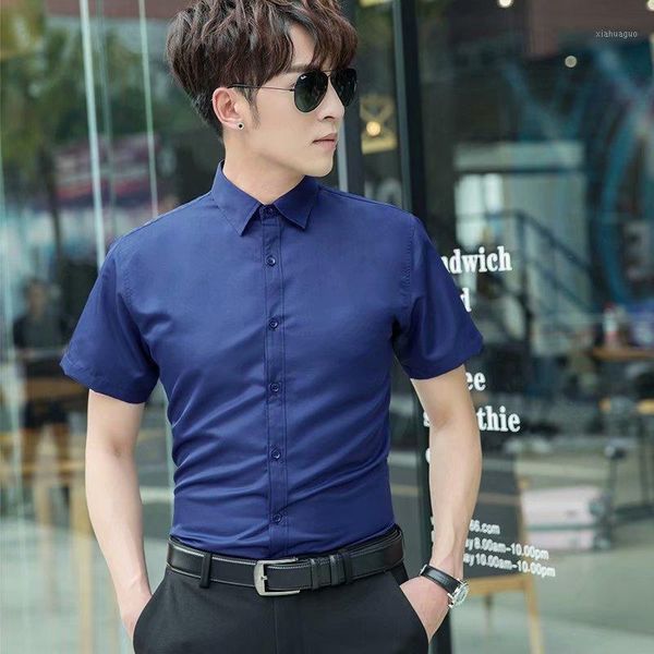 

pure silk classic style men dress shirt solid color men's social shirtsto adapt to office wear easy care1, White;black