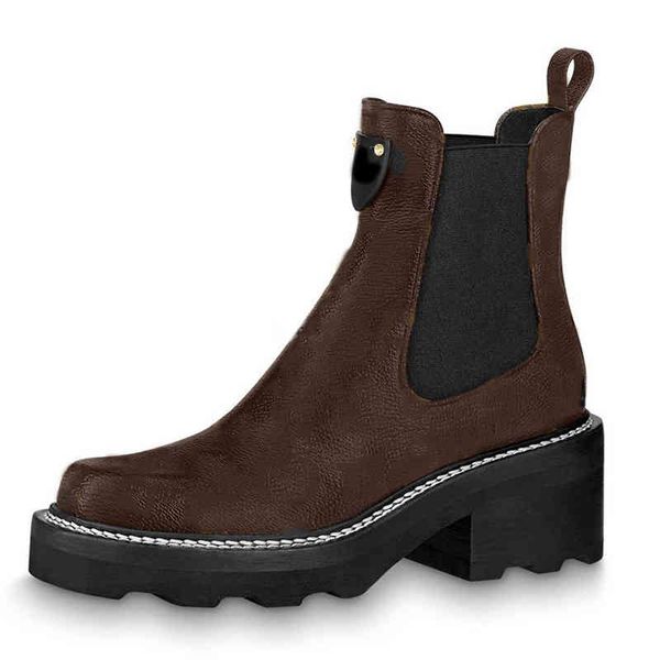 

lady winter fashion ankle boots cowskin platform designer printing martin booties women shoes size 35-41, Black