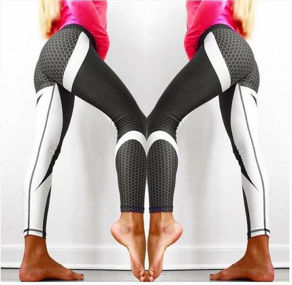 

hot mesh шаблон печати поножи фитнес для женщин спортивные тренировки легинсы упругие тонкий черный белые штаны толкать вверх dropshipping, Black