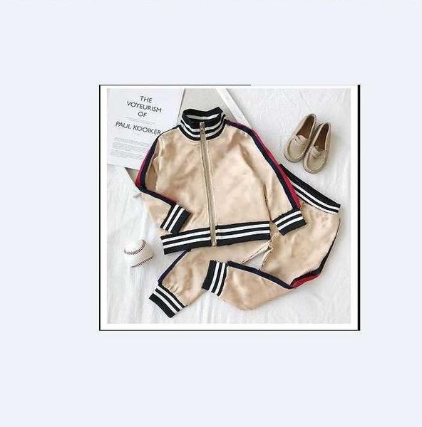 

2021 New Fashion Boys Girls Tracksuits Spring Autumn Kids Long Sleeve Zipper Jackets Sportswear Children Two-pieces Sets Child Suits Outfits, Khaki