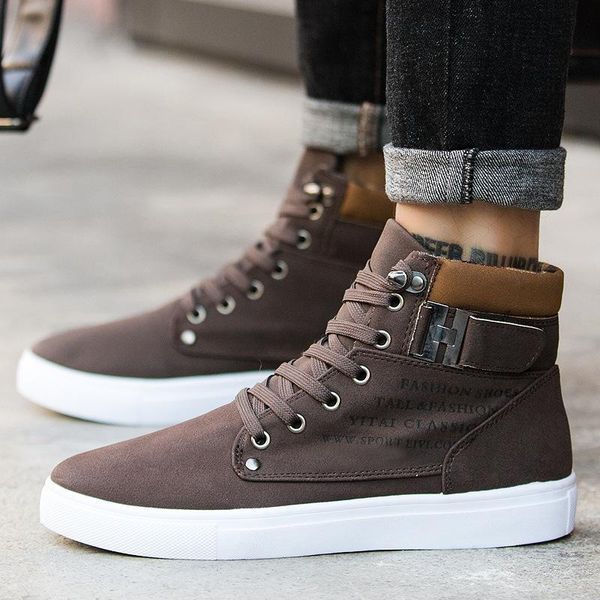 

2020 fashion high men casual shoes lace up men's ankle boots warm snow boots suede leather, Black