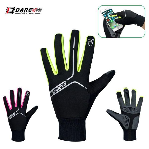 

darevie cycling gloves full finger touch screen windproof cycling gloves winter warm cycling glove thermal fleece mtb bike glove bbyoaq, Black