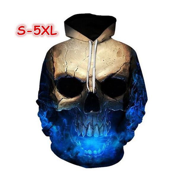 

3d printed skull hoodies funny hip hop sweatshirts novelty streetwear fashion hooded tracksuits, Black