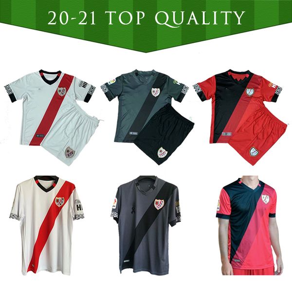 

20 21 rayo vallecano catena isi andres kids kit soccer jerseys antonin alvaro fran carcia home white away gray 3rd red child football shirt, Black;yellow