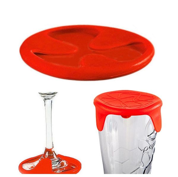 

wholesale- 2 in 1 heat resistant anti-slip silicone wine bottle goblet drink coasters mat pad cup lid cap pgicn