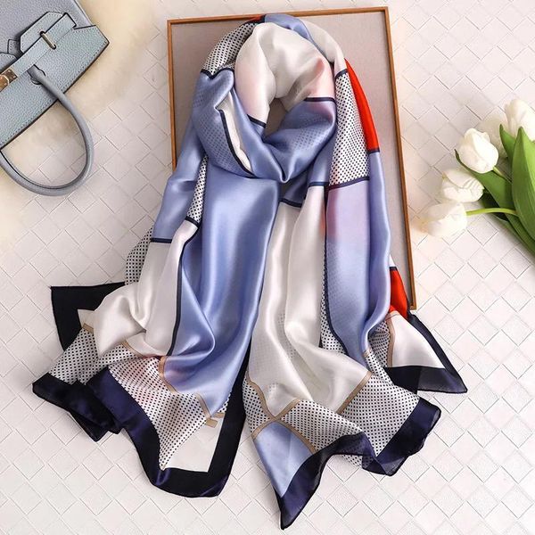 

scarves yulaili trendy beach scarfs summer silk scarf women simple style female shawl and wraps bufanda mujer, Blue;gray