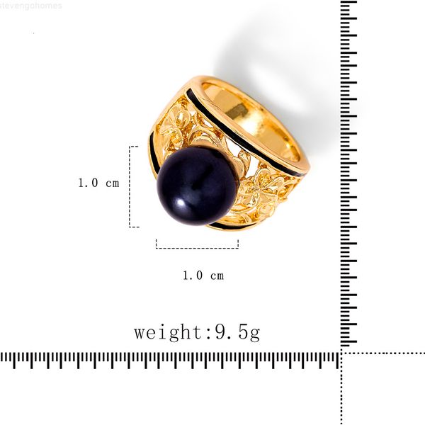 

gold ring of fashion colorful crystal 14k plated engagement jewelry black pearl hawaiian rings for women, Silver