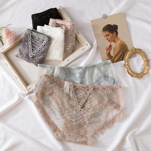 

women panties lace edge cross belt translucent mesh briefs low waist female underpants back cutout underwear1, Black;pink