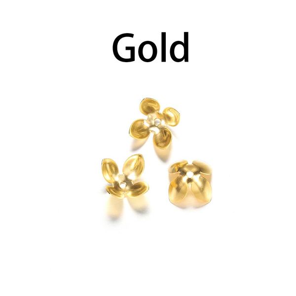 

50pc/lot 15*8mm gold plated metal flower bead caps findings four leaves bulk end bead cap for jewelry making supplies diy wmtgwo