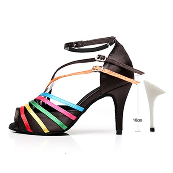 

2021 new woamn ribbon ballroom dancing girls high heel bachata salsa sandals for ladies soft bottom latin dance shoes 1 r8dz, Black