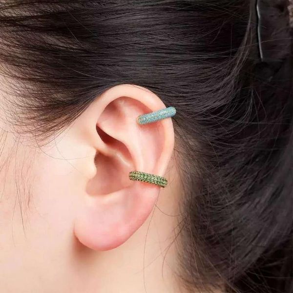 

2020 new multicolor crystal earmuffs can be stacked with c-shaped earclips and non-perforated cartilage earrings for women, Golden;silver