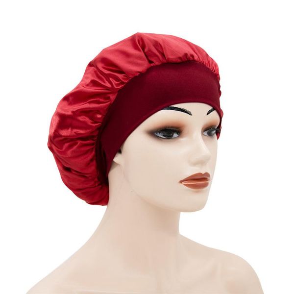 

new solid color muslim turban hat for ladies soft stretch satin inner caps women headdress wrap head sleep chemotherapy cap 2020, Blue;gray