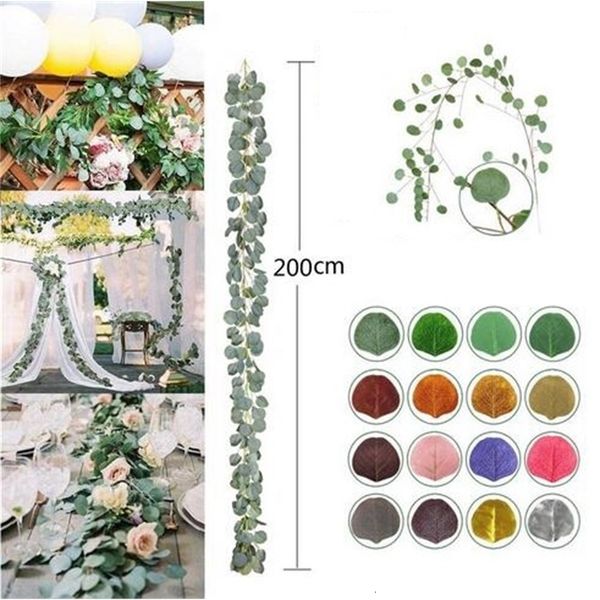 

dense leaf artificial eucalyptus vine flower wisteria rattan greenery diy garden home party wedding decoration plant