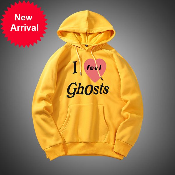 

i feel ghosts print harajuku casual pullover hoodies male fashion letter printing sweatshirt with hoodie man trend street wear, Black