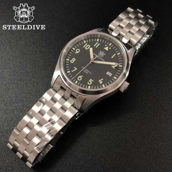 

200 м водонепроницаемый дайвер механические погружения часы для мужчин из нержавеющей стали из нержавеющей сапфировый кристалл бизнес мужски, Silver