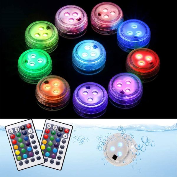 

2021 new 10pcs submersible led with remote full waterproof pool color changing underwater lights for ponds vase aquarium ixo0