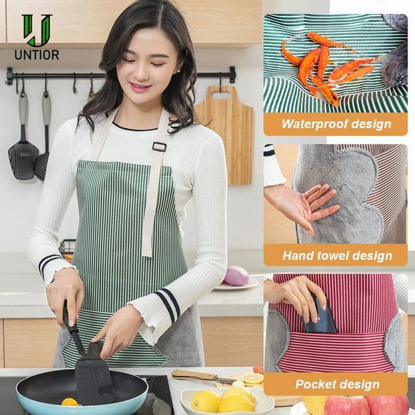

aprons untior women waterproof adjustable neck strap absorbent cooking gardening bbq baking sleeveless kitchen apron with pocket1
