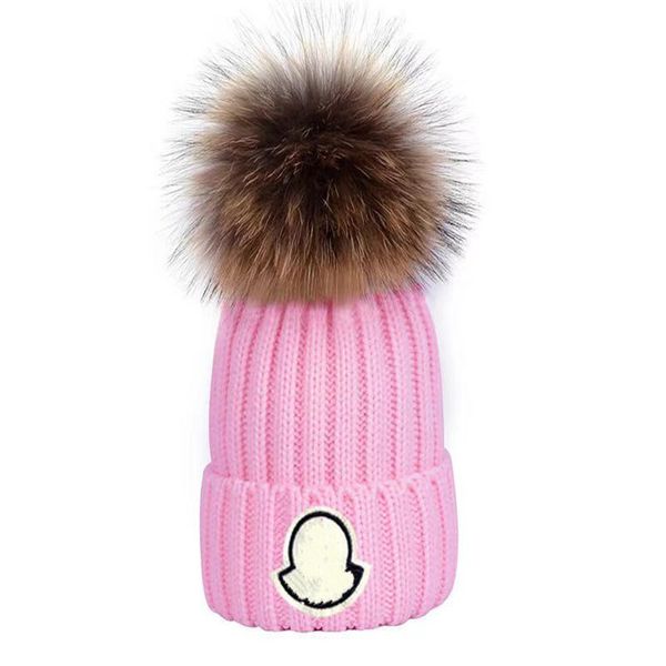 

luxury designer beanie new winter caps hats women bonnet thicken beanies with real raccoon fur pompoms warm girl caps snapback pompon beanie, Blue;gray