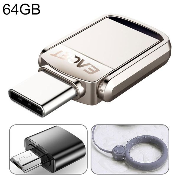 

eaget 64g usb 31 usb-c interface metal twister flash u disk with micro usb adapter lanyard