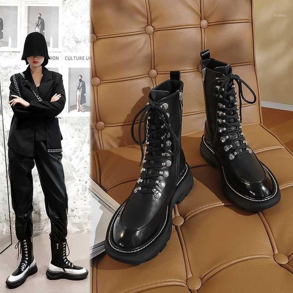 

boots women's ankle natural leather autumn and winter womens designer cyberstar warm shoes patent stitching1, Black