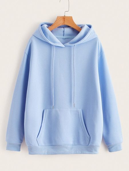

drawstring kangaroo pocket drop shoulder thermal lined hoodie t23l#, White;black