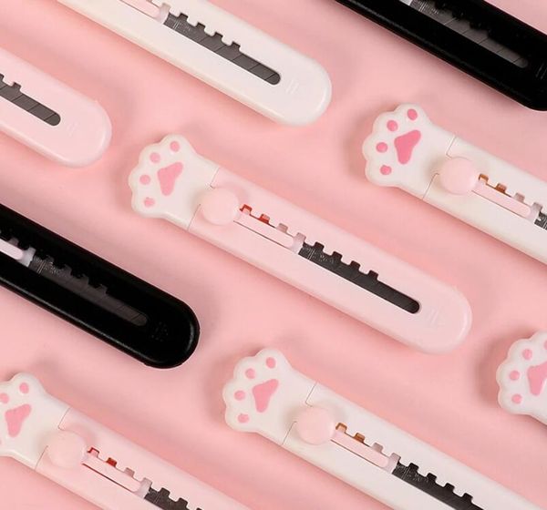 Cute Cat Paw Coltello multiuso Kawaii Mini portatile taglierina di carta Busta per lettere Apri Express Box Knife Box Cutter Knife GC684