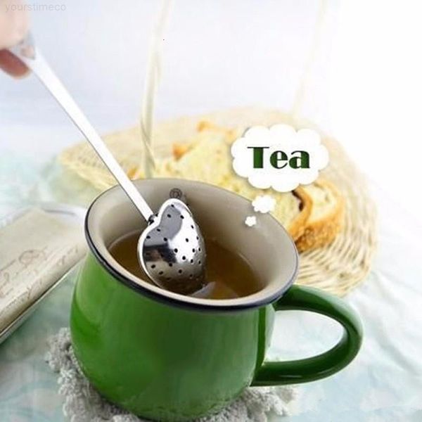 

stainless tea st steel heart infuser shape spoon strainer steeper handle shower dhl ing