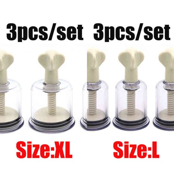 Nxy Sex Pump Toys 3 pezzi BDSM Set Figa Clitoride Capezzoli Sucker Morsetti Ingrandimento del seno Vuoto g Spot Stimolare l'erotico adulto per le donne 1221