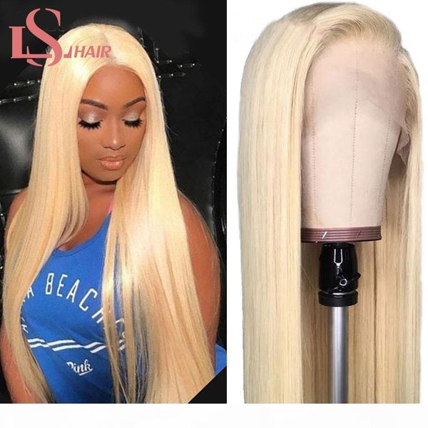 

ls hair #613 blonde lace wigs silky brazilian straight human hair 13*4 lace frontal human hair wigs, Black