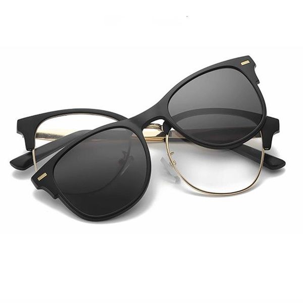 

sunglasses optical eyeglasses frame men women with magnets polarized clip on prescription glasses spectacle, White;black