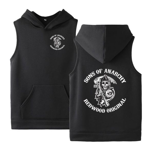 

2020 summer sons pullover soa hop men's cotton of anarchy women sport sweatshirts samcro hip sportswear hoodies sleeveless tbkox, Black