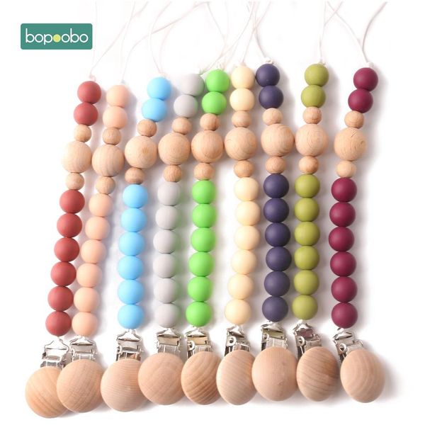 

bopoobo 1pc baby pacifier clip dummy clip wood silicone colorful beads chain non-toxic infant soother nipple strap baby teether q wmtzqr