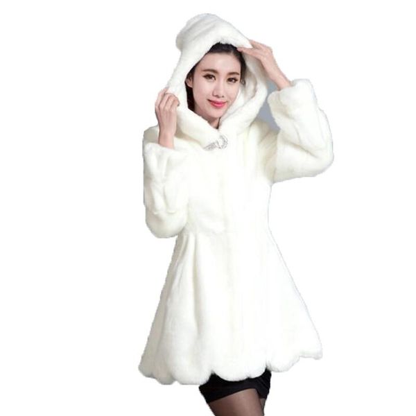 

faux fur coat women white black s-3xl plus size 2020 autumn winter new korean long sleeve hooded high waist warmth fashion faux fur