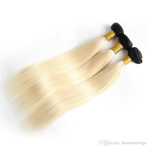 

ombre brazilian hair bundles virgin human hair weaves weft 1b&613 blonde two tone unprocessed peruvain indian mongolian hair extensions, Black