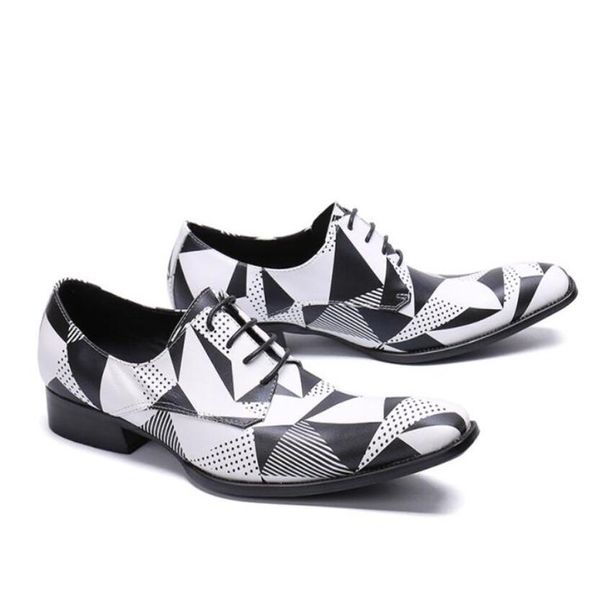 Luxo preto branco malha moda vestido masculino sapatos de casamento forma formal oxford sapatos de laço-up esfera masculina sapato social