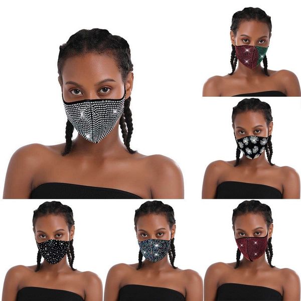 

colorful diamond protective women pm2.5 washable reusable rhinestones masks dustproof mouth face mask ing